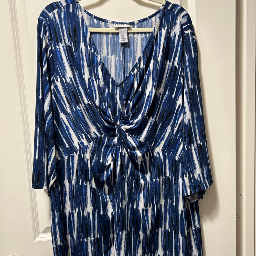 Blue Black White Blouse Catherine’s 4X